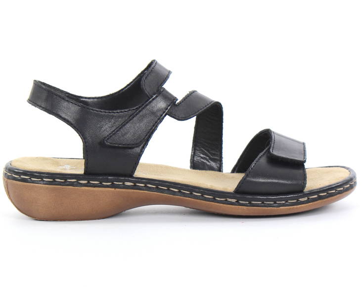 Rieker dam Sandaler i läder 659C7-00 svart - Rieker sandals - 130145 - 1
