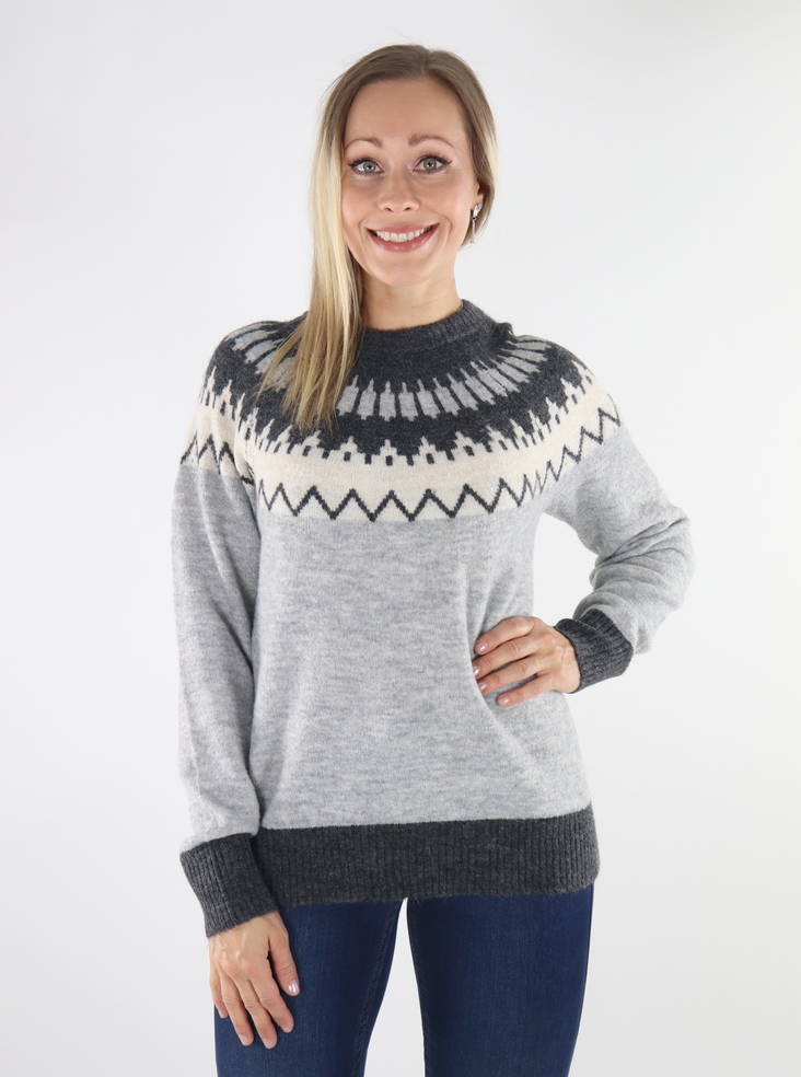 Vero Moda Simone harmaa kuviollinen neule - Naisten neuleet - 134465 - 1