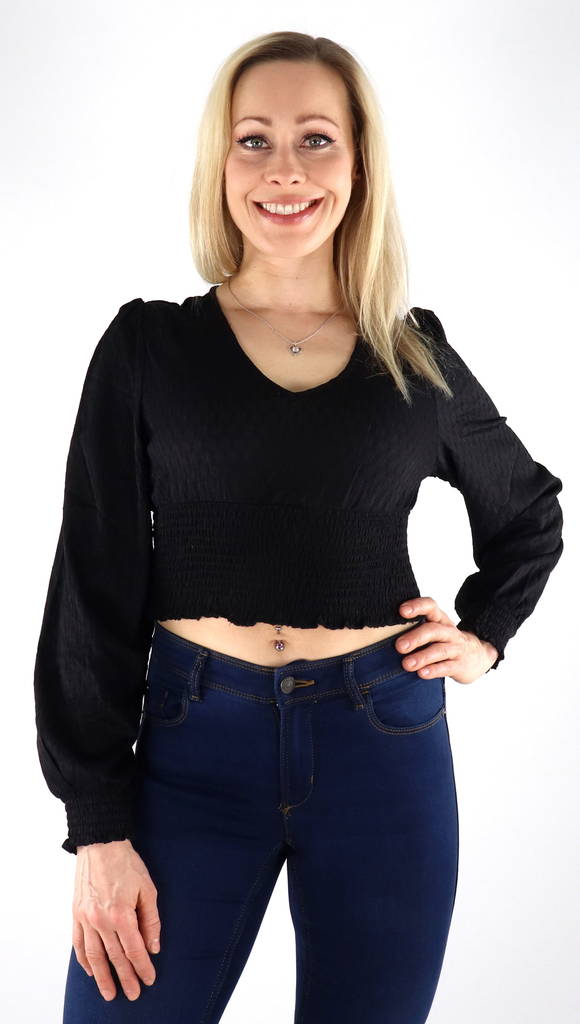 Vero Moda naisten Paita Malou v-neck musta - Naisten pitkähihaiset paidat - 133475 - 1