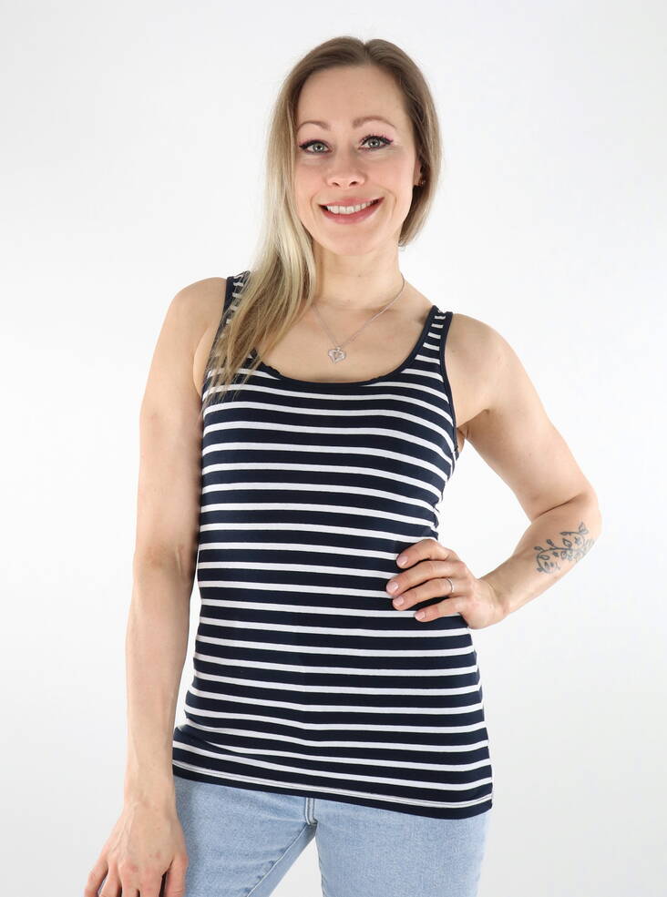 Vero Moda naisten raidallinen toppi Maxi My Soft tummansininen / valkoinen - Naisten topit - 136155 - 1