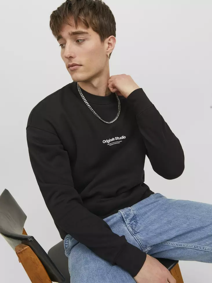 Jack&Jones Vesterbro miesten collegepaita musta - Miesten pitkähihaiset paidat - 135115 - 1