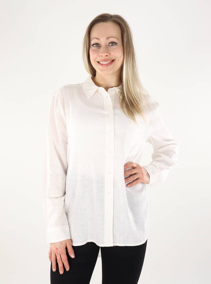 Only naisten kauluspaita Tokyo Linen valkoinen - Naisten kauluspaidat ja puserot - 135805 - 1