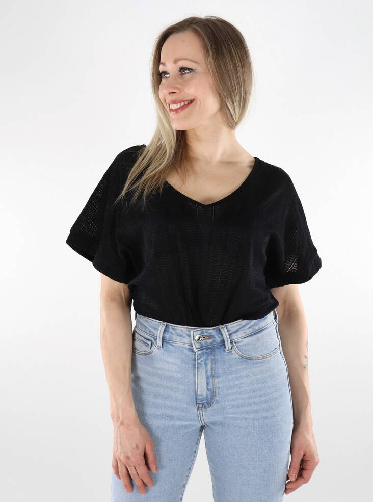Pieces naisten t-paita Afie Reversible Lace musta - Naisten T-paidat - 136105 - 1