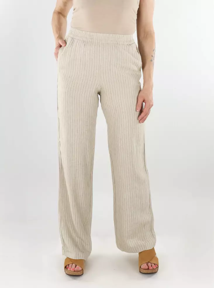 JJXX pellavahousut Poppy Summer feather beige/musta - Naisten housut - 138365 - 1