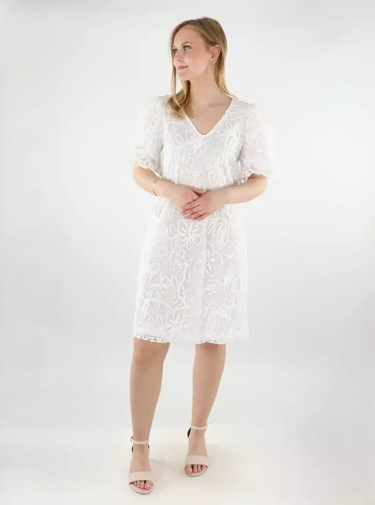 Vila juhlamekko Flower V-Neck valkoinen - Mekot ja tunikat - 138465 - 1