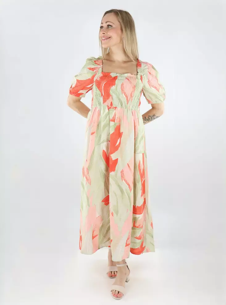 JDY midimittainen mekko Camille Smock beige/monivärinen - Mekot ja tunikat - 138545 - 1