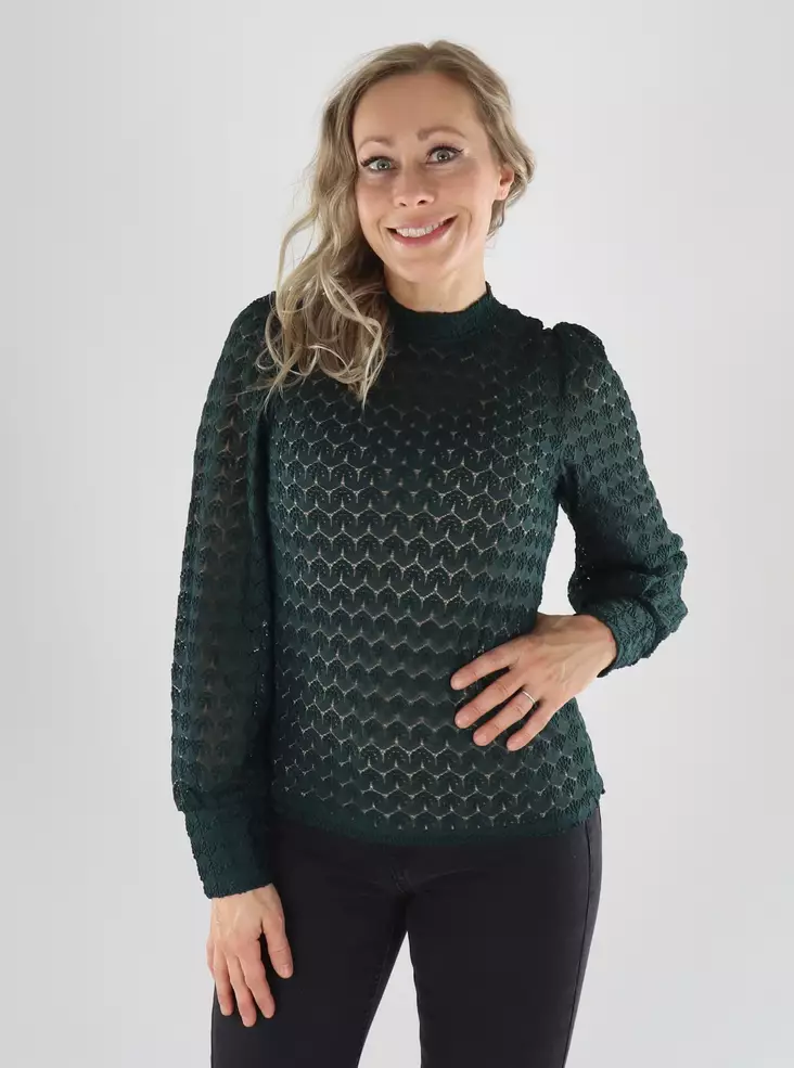 JDY naisten pitsipaita Avery lace tummanvihreä - Långärmade tröjor för damer - 141545 - 1
