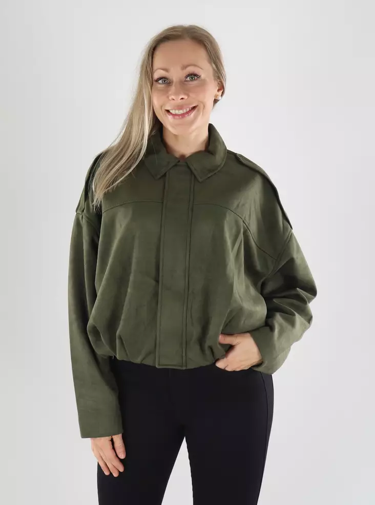 Only naisten bombertakki Moon-stina faux suede vihreä - Skinnjackor och PU-jackor för damer - 141675 - 1