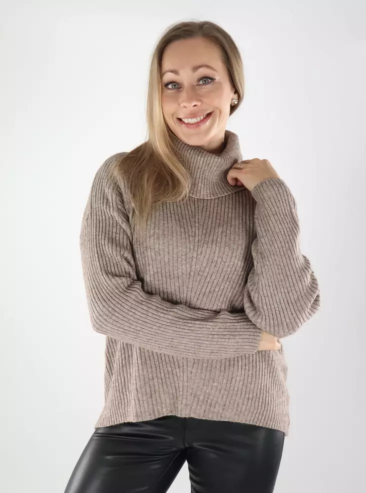 Only damstickad Polotröja med svampmönster - Stickat för damer - 139515 - 1