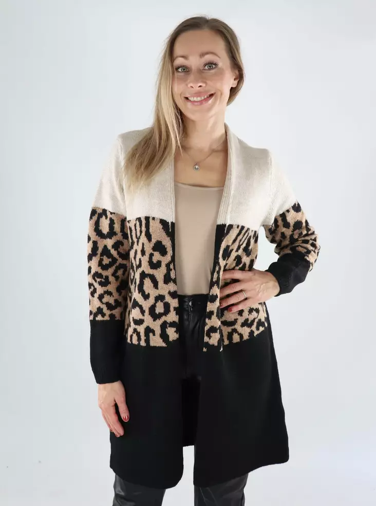 Only naisten neuletakki Jade Animal beige/musta/leopardi - Naisten neuleet - 139285 - 1