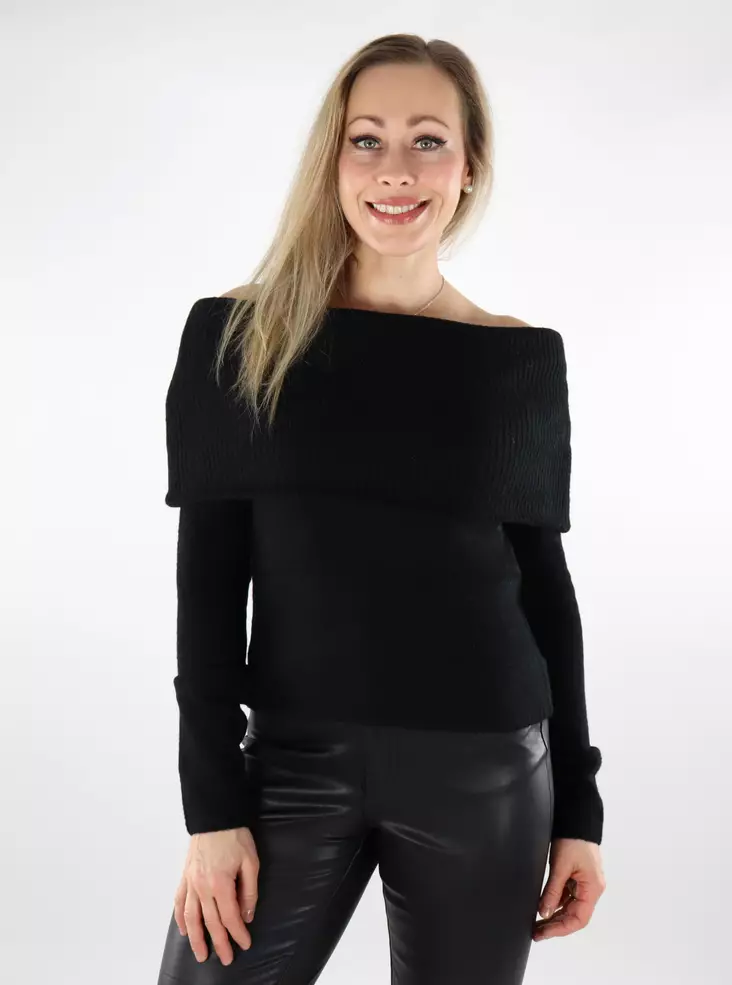 Pieces naisten neule Riko Off Shoulder musta - Naisten neuleet - 137435 - 1