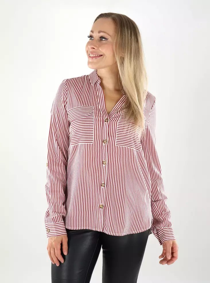 Vero Moda naisten kauluspaita Bumby Shirt punainen/valkoinen - Naisten kauluspaidat ja puserot - 138975 - 1