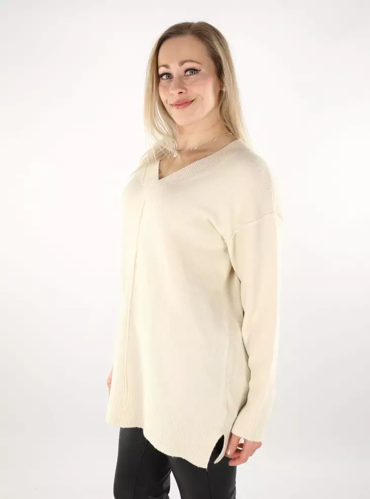 Vero Moda naisten neule Esti V-Neck Long luonnonvalkoinen - Naisten neuleet - 137425 - 1