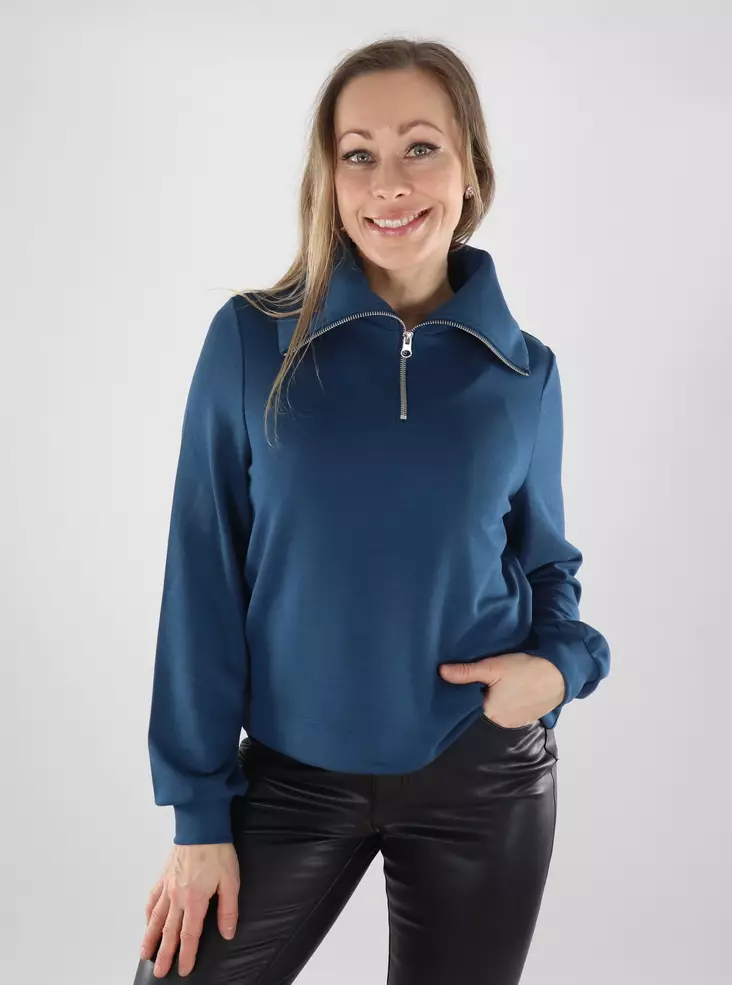 Vero Moda naisten pusero Hali Half Zip sininen - Naisten pitkähihaiset paidat - 139985 - 1