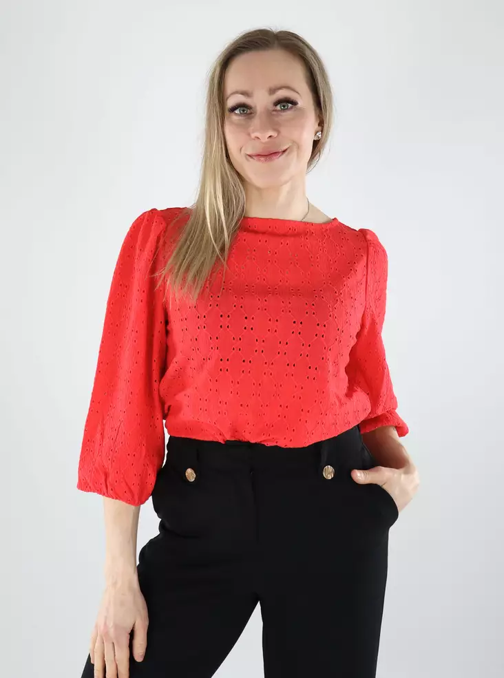 Vila naisten paita Frima Boatneck 3/4 punainen - Naisten kauluspaidat ja puserot - 140565 - 1
