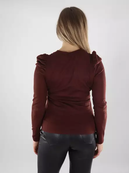 JDY naisten paita Tonsy Puff Sleeve ruskea - Naisten pitkähihaiset paidat - 140006 - 2