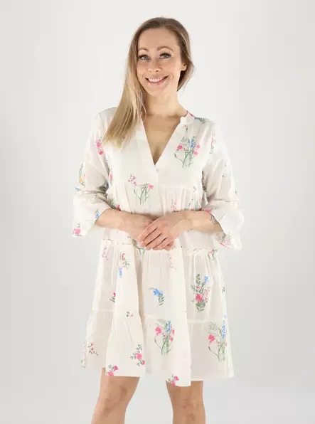 Vero Moda naisten luomupuuvillainen tunika/mekko Dicthe valkoinen/kukkakuvioinen - Klänningar och tunikor - 141026 - 1
