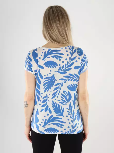 Vero Moda naisten kuviollinen t-paita Ava valkoinen/sininen - Naisten T-paidat - 140316 - 2