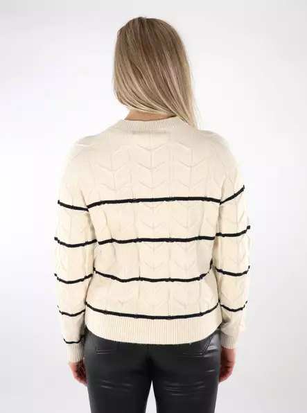 Vero Moda naisten raitaneule Tilda Raglan valkoinen/musta - Naisten neuleet - 136846 - 2