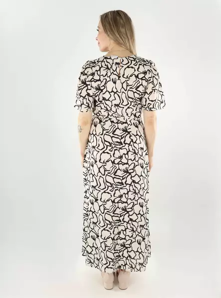 Vila kuviollinen mekko Grace O-Neck beige/musta - Mekot ja tunikat - 140626 - 2