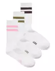 JJXX Sukat basic tennis 3-pack whit/winetas - Strumpor och strumpbyxor för damer - 141396 - 1