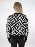 Only naisten kuvioitu neule Tara O-Neck musta/valkoinen - Naisten neuleet - 137146 - 2