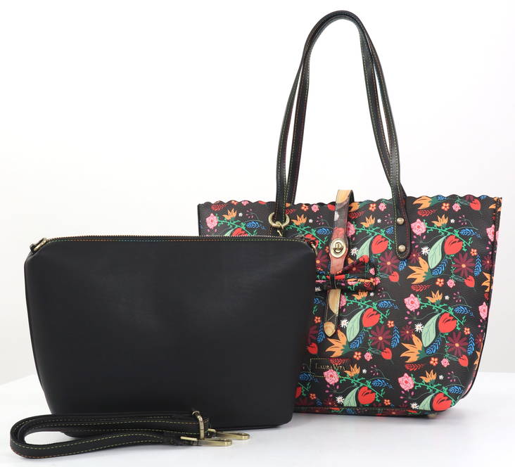 Laura Vita naisten laukku 4734 musta/kukka - Käsilaukut - 132856 - 1