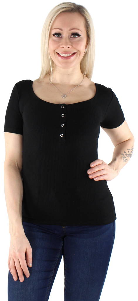 Pieces dam ribb t-shirt Kitte, svart, vit - T-shirts för damer - 125516 - 1