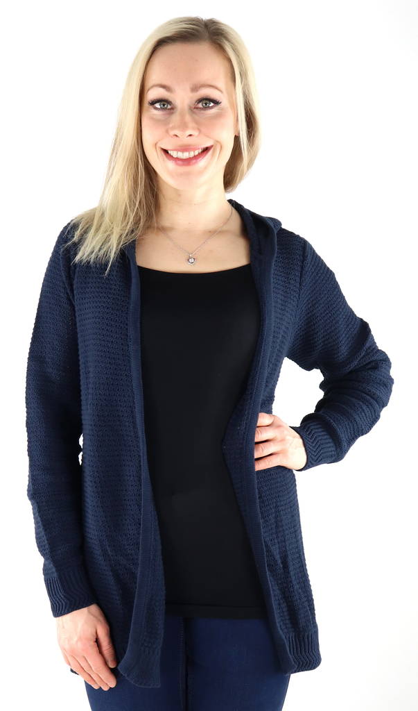 Vero Moda Cardigan Skyla huva marinblå kavaj - Stickat för damer - 132836 - 1