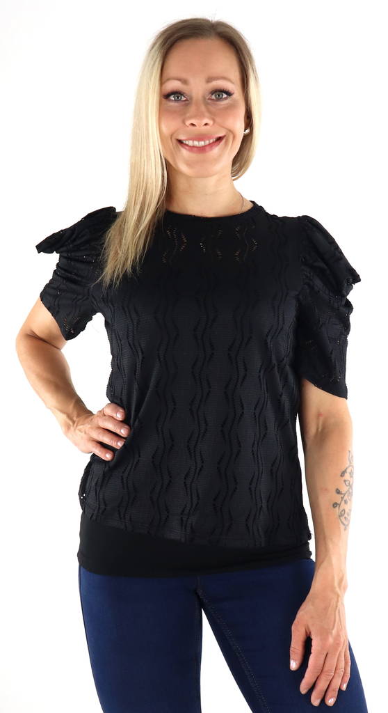 Vila dam T-shirt Flora 2/4 svart - T-shirts för damer - 134006 - 1