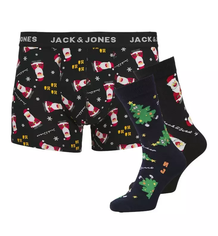 Jack&Jones miesten lahjaboxi Hohoho Giftbox musta - Miesten boxerit ja sukat - 137266 - 1