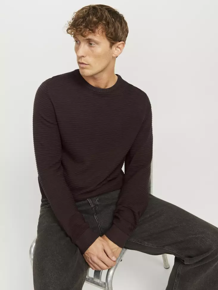 Jack&Jones herrtröja Otto Crew Neck Vineyard vin - Stickat för herrar - 137286 - 1