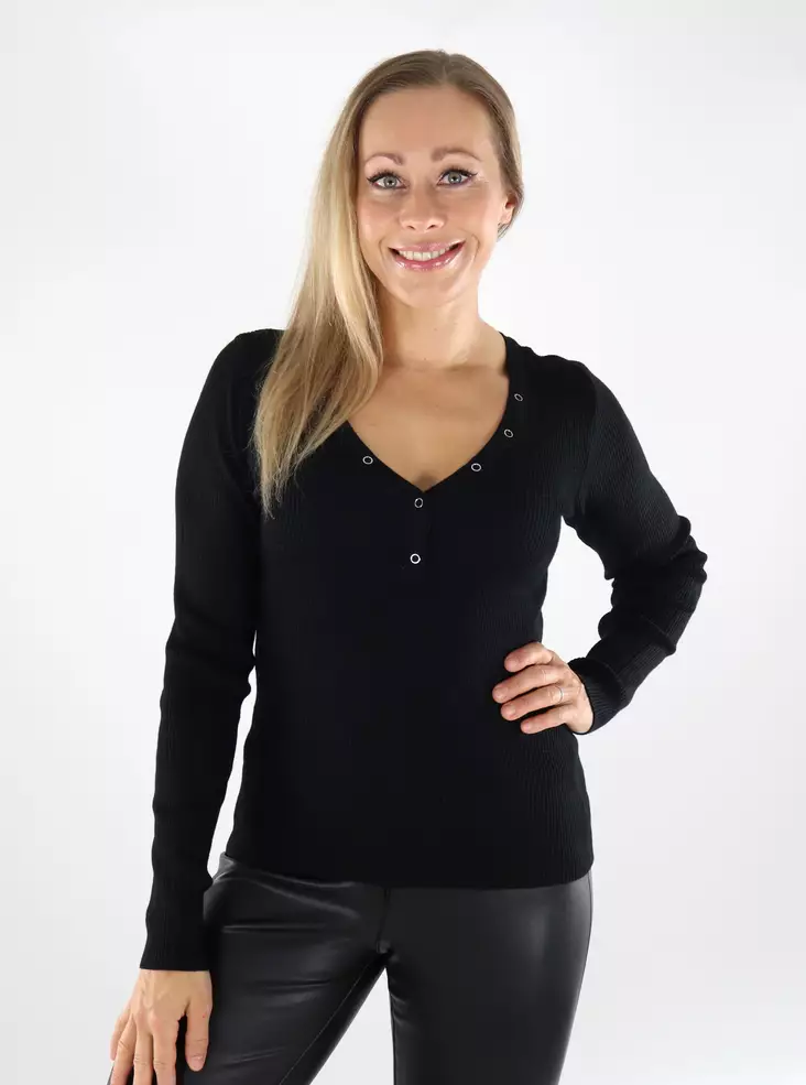 Vila naisten neule Freye V-Neck musta - Naisten neuleet - 139006 - 1