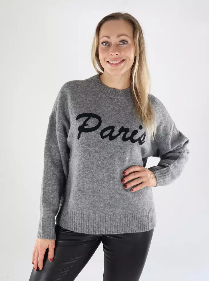 Vero Moda naisten neule Boom Text Pullover harmaa - Naisten neuleet - 139276 - 1