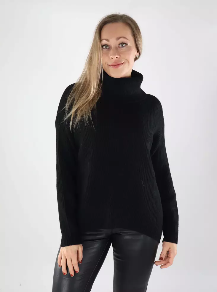 Only damtröja Polotröja svart - Stickat för damer - 139516 - 1