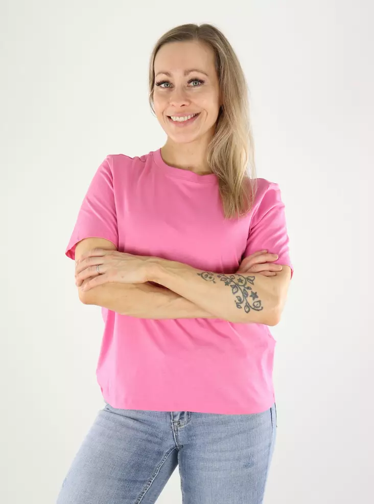 Only naisten luomupuuvillainen t-paita Happy o-neck wild orchid - Naisten T-paidat - 140826 - 1