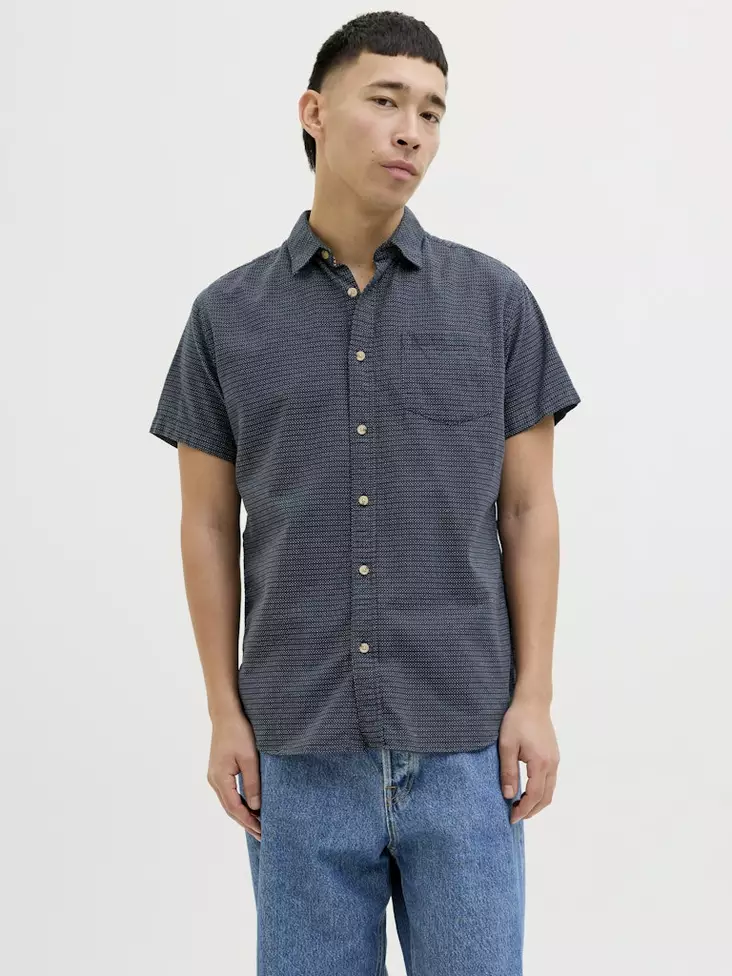 Jack&Jones kortärmad herrskjorta marinblå blazer - Skjortor för herrar - 138026 - 1