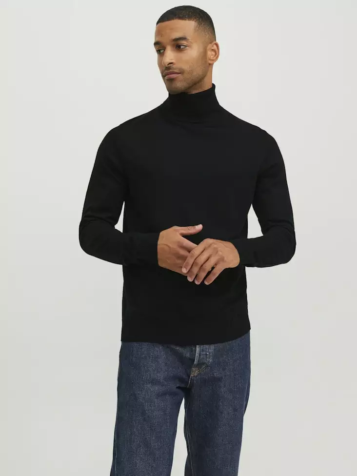 Jack&Jones miesten merinovillaneule Blamerino musta - Miesten neuleet - 132026 - 1