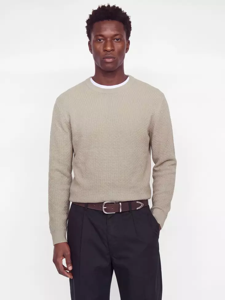 Jack&Jones miesten puuvillaneule Blustanley beige - Stickat för herrar - 142226 - 1