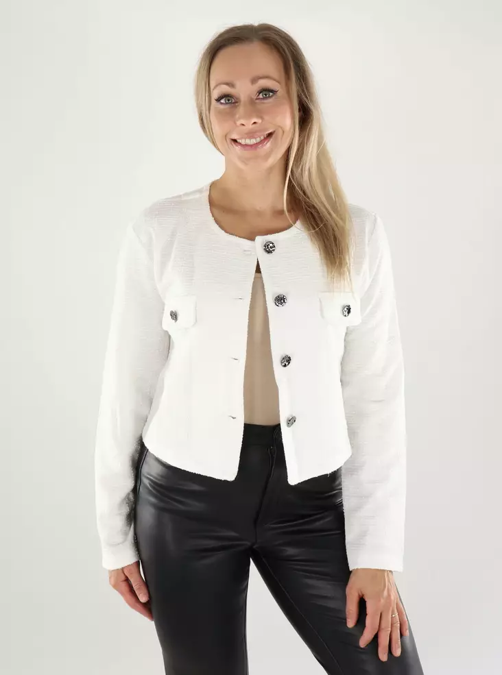 JDY kort bouclékavaj Bouclé Cloud Dancer - Kavajer för damer - 138946 - 1
