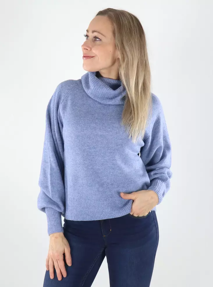 Only naisten neule Olivia roll neck sininen - Naisten neuleet - 141806 - 1
