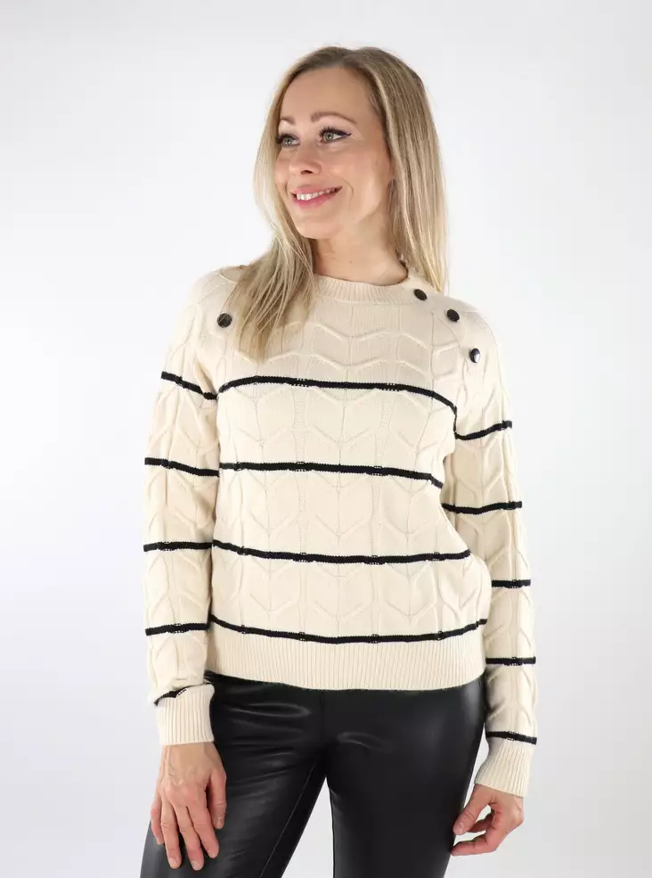 Vero Moda naisten raitaneule Tilda Raglan valkoinen/musta - Naisten neuleet - 136846 - 1