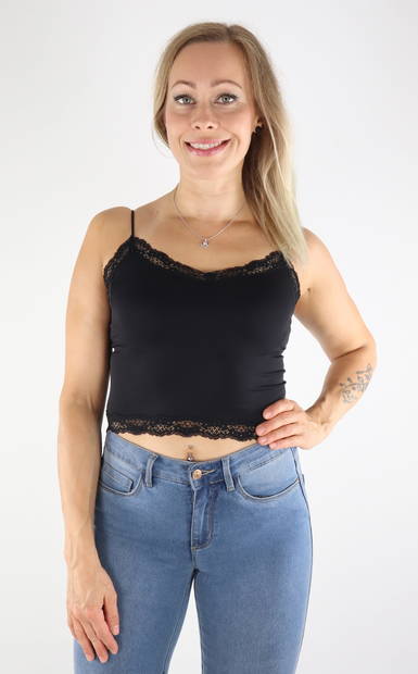Only naisten seamless Toppi Vicky lace cropped musta - Naisten topit - 131427 - 1