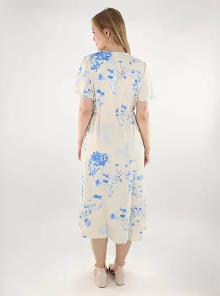 Vila kukkakuviollinen kietaisumekko Lovie Wrap Midi valkoinen/sininen - Mekot ja tunikat - 138437 - 2