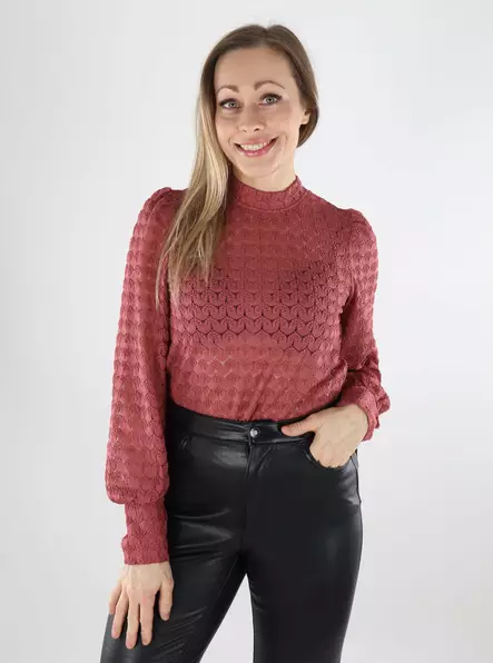 JDY naisten pitsipaita Avery Lace Top tumman roosa - Naisten pitkähihaiset paidat - 140007 - 1