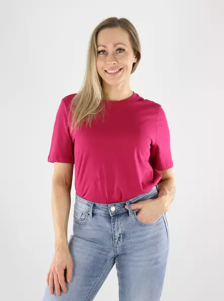 Only naisten luomupuuvillainen t-paita Happy o-neck sangria - T-shirts för damer - 140827 - 1