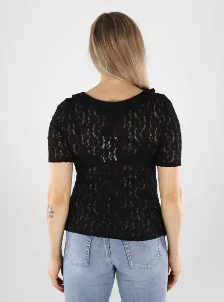 JDY naisten pitsinen t-paita Gallas lace musta - T-shirts för damer - 141087 - 2