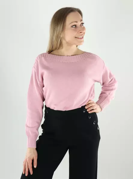 JDY naisten puuvillaneule Marie Boatneck vaaleanpunainen - Naisten neuleet - 140177 - 1