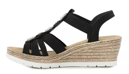 Rieker naisten kiilasandaalit 619B2-00 musta - Rieker sandals - 140367 - 2
