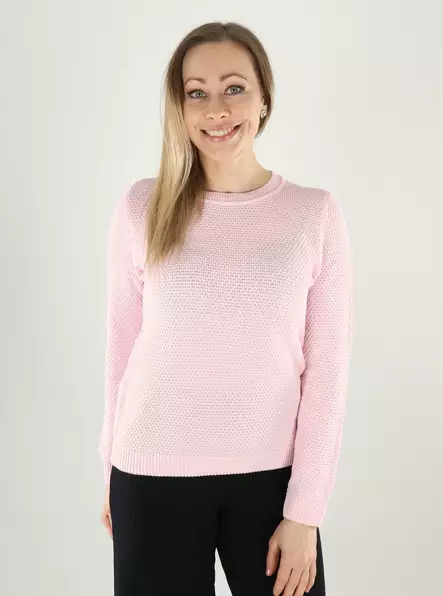 Vila naisten puuvillaneule Dalo O-Neck vaaleanpunainen - Naisten neuleet - 140167 - 1